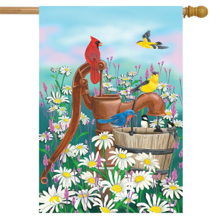 Water Pump Gathering Spring House Flag