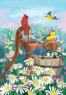 Water Pump Gathering Spring House Flag