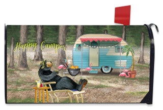 Happy Camper Bear Mailbox Cover