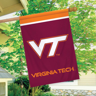 Briarwood Lane Virginia Tech Hokies NCAA licensed house flag with colorful VT logo and orange trim.