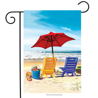 A Day at the Beach Summer Garden Flag
