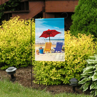 A Day at the Beach Summer Garden Flag