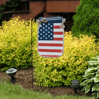 Patriotic Mason Jar Burlap USA Garden Flag