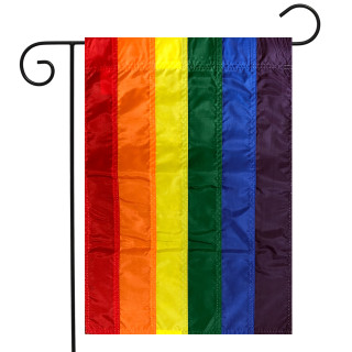 Briarwood Lane Rainbow Embroidered Garden Flag, colorful pride flag for porch, yard, or patio display.