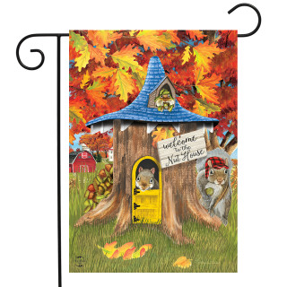 Fall Nut House Squirrels Garden Flag