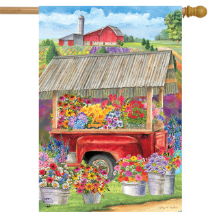 Spring Farm Floral House Flag