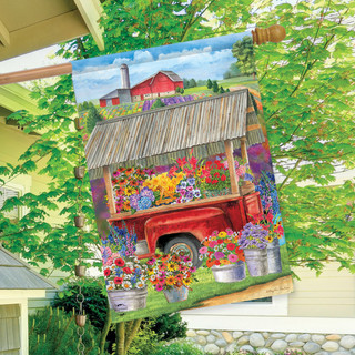 Spring Farm Floral House Flag