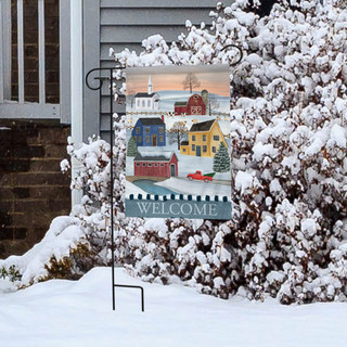 Winter Saltboxes Primitive Garden Flag