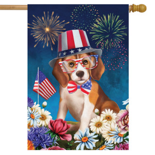 Celebrate Freedom Dog Fourth of July House Flag