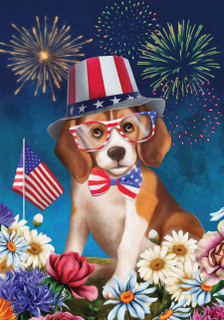 Celebrate Freedom Dog Fourth of July House Flag
