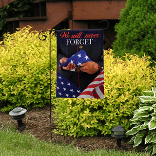 Briarwood Lane We Will Never Forget Garden Flag with army, navy, air force, honor design.