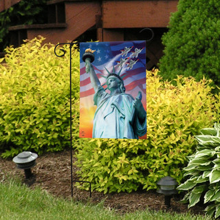 Briarwood Lane Liberty For All Garden Flag with patriotic Statue of Liberty and American stars, stripes.