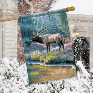 Elk Reflection Wildlife House Flag