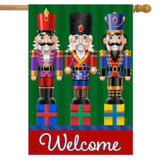 Holiday Nutcrackers Welcome House Flag