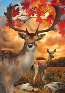 Harvest Deer Autumn House Flag