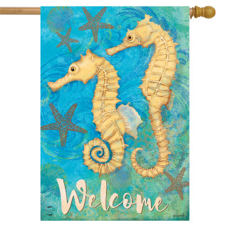 Seahorse Welcome Summer House Flag