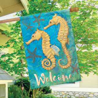 Seahorse Welcome Summer House Flag
