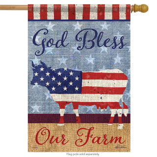 God Bless Our Farm Patriotic House Flag