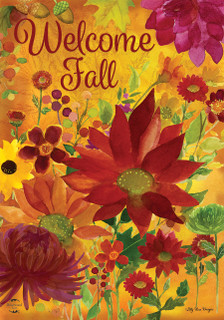 Fall Floral Welcome House Flag