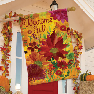 Fall Floral Welcome House Flag