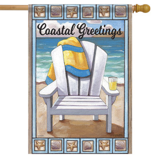 Coastal Greeting Beach Summer House Flag