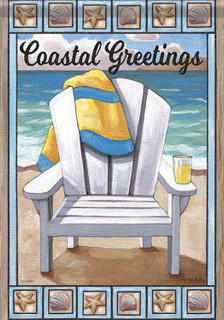 Coastal Greeting Beach Summer House Flag