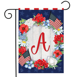 Patriotic Monogram Letter A Garden Flag