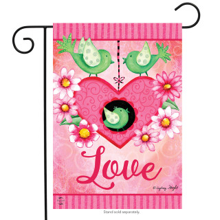 Lovebirds Valentine's Day Garden Flag