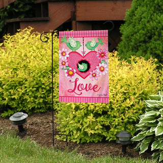 Lovebirds Valentine's Day Garden Flag