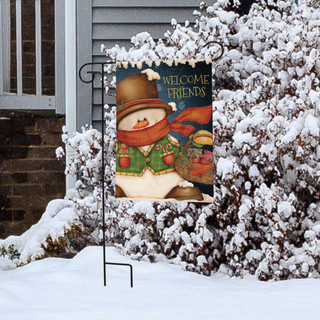 Welcome Friends Snowman Winter Garden Flag
