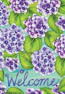 Purple Hydrangeas Spring House Flag