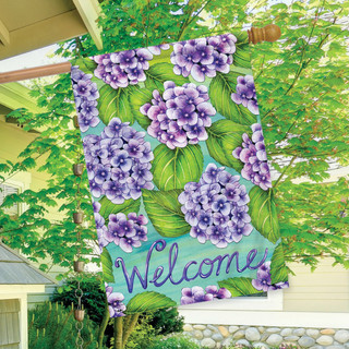 Purple Hydrangeas Spring House Flag