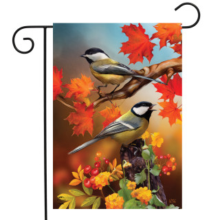 Autumn Chickadees Garden Flag