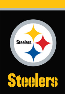 Briarwood Lane Pittsburgh Steelers NFL licensed house flag with team logo and colors.