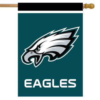 Briarwood Lane Eagles house flag with NFL logo, green and white colors, licensed nfl flags.