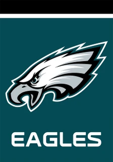 Briarwood Lane Philadelphia Eagles NFL licensed house flag with eagle logo on teal background.