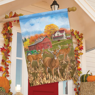 Fall Deer House Flag