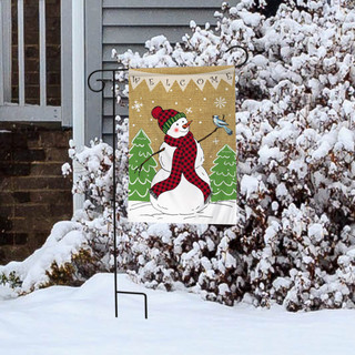 Welcome Snowman Burlap Garden Flag