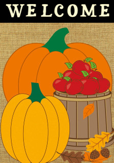Welcome Harvest Fall Burlap Garden Flag