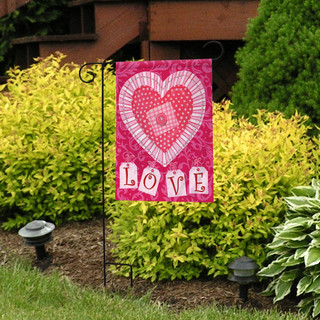 Patchwork Heart Valentine's Day Garden Flag