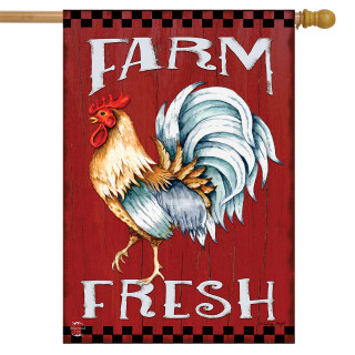 Farm Fresh Rooster Summer House Flag