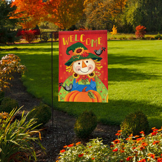 Harvest Scarecrow Fall Garden Flag