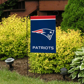 Briarwood Lane New England Patriots NFL licensed garden flag with patriotic colors and team logo displayed.