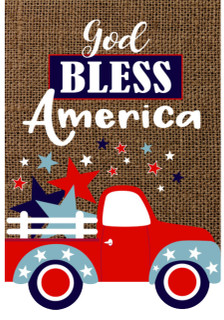 God Bless America Truck Burlap House Flag