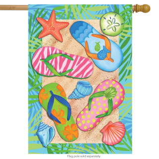 Tropical Flip Flops Summer House Flag