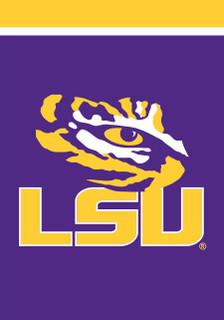 Briarwood Lane LSU Fighting Tigers NCAA Licensed Garden Flag, purple with yellow and white logo.