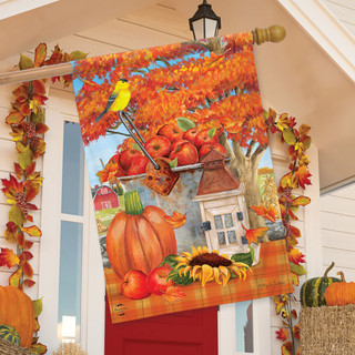 Apple Picking Fall House Flag