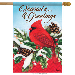 Festive Feathers Christmas Cardinal House Flag