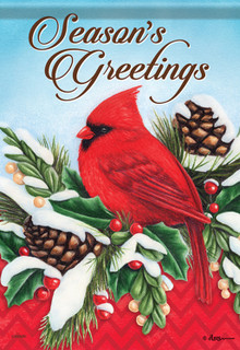 Festive Feathers Christmas Cardinal House Flag