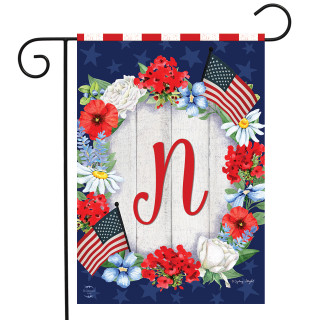 Patriotic Monogram Letter N Garden Flag
